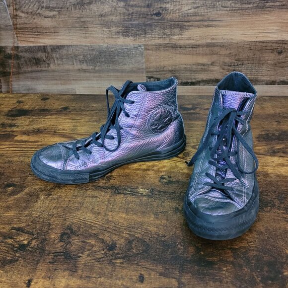 Converse CTAS Iridescent Metallic Violet Hi Sneakers Size 7 Streetwear - Picture 3 of 14